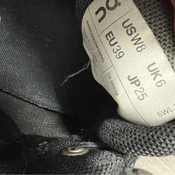 ON RUNNING ON CLOUD 6 Jet Black Performance Sneakers Size 8 - Picture 13 of 16